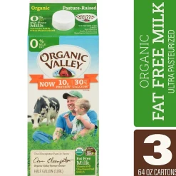 Milk & Creamer<Organic Valley Skim Milk, 64 oz., 3/Pack (307-00350)
