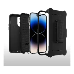 Cell Phone Cases<OtterBox Defender Series Black Rugged Case for iPhone 14 Pro Max (77-88390)