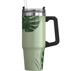 Outdoors Professional Stainless Steel Double-Walled Vacuum Insulated Tumbler with Straw, 30 oz., Tropical Green (OUTD9218)