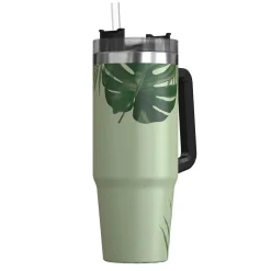 Outdoors Professional Stainless Steel Double-Walled Vacuum Insulated Tumbler with Straw, 30 oz., Tropical Green (OUTD9218)