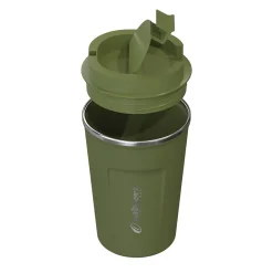 Outdoors Professional Stainless Steel Double-Walled Vacuum-Insulated Coffee Cup, 12.8 oz., Olive Green (OUTD9423)