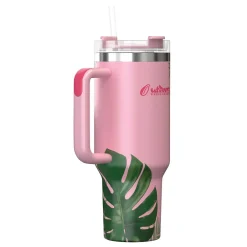 Outdoors Professional Stainless Steel Double-Walled Vacuum Insulated Tumbler with Straw, 40 oz., Tropical Pink (OUTD9249)