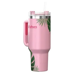 Outdoors Professional Stainless Steel Double-Walled Vacuum Insulated Tumbler with Straw, 40 oz., Tropical Pink (OUTD9249)