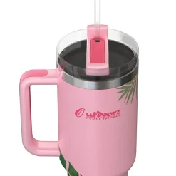 Outdoors Professional Stainless Steel Double-Walled Vacuum Insulated Tumbler with Straw, 40 oz., Tropical Pink (OUTD9249)