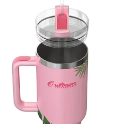 Outdoors Professional Stainless Steel Double-Walled Vacuum Insulated Tumbler with Straw, 40 oz., Tropical Pink (OUTD9249)