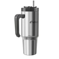 Outdoors Professional Stainless Steel Double-Walled Vacuum Insulated Tumbler with Straw, 30 oz., Silver (OUTD9034)
