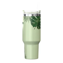 Outdoors Professional Stainless Steel Double-Walled Vacuum Insulated Tumbler with Straw, 40 oz., Tropical Green (OUTD9232)