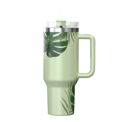 Outdoors Professional Stainless Steel Double-Walled Vacuum Insulated Tumbler with Straw, 40 oz., Tropical Green (OUTD9232)