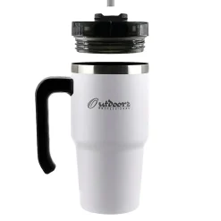Outdoors Professional Stainless Steel Double-Walled Vacuum Insulated Tumbler with Straw, 20 oz., White (OUTD6052)
