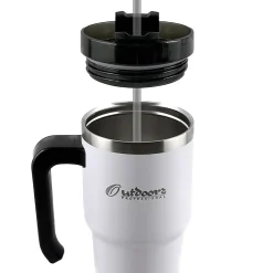 Outdoors Professional Stainless Steel Double-Walled Vacuum Insulated Tumbler with Straw, 20 oz., White (OUTD6052)