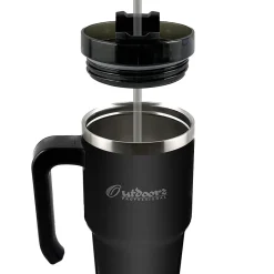 Outdoors Professional Stainless Steel Double-Walled Vacuum Insulated Tumbler with Straw, 20 oz., Black (OUTD6069)