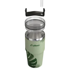 Outdoors Professional Stainless Steel Double-Walled Vacuum Insulated Tumbler with Straw, 20 oz., Tropical Green (OUTD9195)