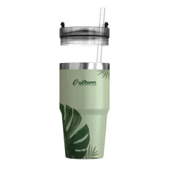 Outdoors Professional Stainless Steel Double-Walled Vacuum Insulated Tumbler with Straw, 20 oz., Tropical Green (OUTD9195)