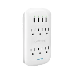 Surge Protectors & Power Strips<Overtime Wall Outlet Extender, 6 Outlets and 2 USB/2 USBC Ports, Surge Protector, White (OTWP6AC4USB42)