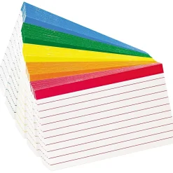Color Coded 3" x 5" Index Cards, Lined, Assorted Colors, 100/Pack (4753) Index Cards