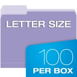 Oxford Recycled File Folder, 1/3-Cut Tab, Letter Size, , 100/Box (1521/3LAV) Lavender Clearance