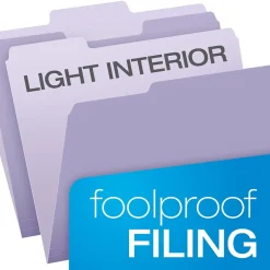 Oxford Recycled File Folder, 1/3-Cut Tab, Letter Size, , 100/Box (1521/3LAV) Lavender Clearance