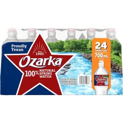 Bottled Water<Ozarka 100% Natural Spring Water, Regular Flavor, 700ml Bottles with Sport Cap, 24/Carton (12086825)