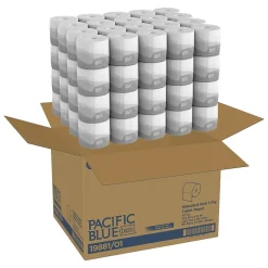 Pacific Blue Basic 1-Ply Inner Wrapped Embossed Toilet Paper by GP PRO, White, 550 Sheets/Roll, 80 Rolls/Case (19881/01)