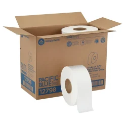 Pacific Blue Basic Pacific Blue Recycled Jumbo Jr. Toilet Paper, 2-Ply, White, 1000 ft./Roll, 8 Rolls/Carton (12798)