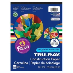 Discount 9" x 12" Construction Paper, Assorted Colors, 50 Sheets/Pack, /Pad (P1000046) Construction Paper