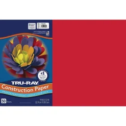 Discount 12" x 18" Construction Paper, Festive Red, 50 Sheets/Pack (P103432) Construction Paper