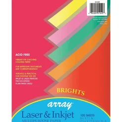 Hot 8.5" x 11" Multipurpose Colored Paper, 20 lb., Assorted Brights, 100 Sheets Per Pack/3 Packs (PAC101049-3) Multipurpose Paper