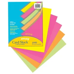 New Array 65 lb. Cardstock Paper, 8.5" x 11", Assorted Hyper Colors, 100 Sheets/Pack, 2 Packs/Bundle (PAC101181) Card Stock