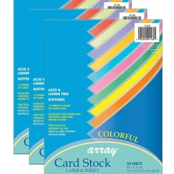 Outlet Array Card Stock, 65 lbs., 8.5" x 11", Assorted Colors, 50 Sheets/Pack, 3 Packs (PAC101168-3) Card Stock