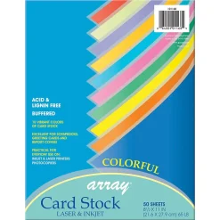 Outlet Array Card Stock, 65 lbs., 8.5" x 11", Assorted Colors, 50 Sheets/Pack, 3 Packs (PAC101168-3) Card Stock