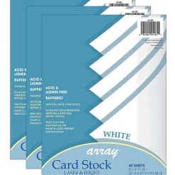 Discount ® Card Stock, White, 8-1/2" x 11", 40 Sheets Per Pack, 3 Packs (PAC101281-3) Card Stock