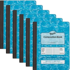 Pacon Composition Notebooks, 9.75" x 7.5", Graph Ruled, 100 Sheets, Blue, 6/Bundle (PACMMK37160-6) Hot