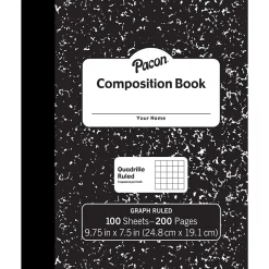 Pacon Composition Notebooks, 9.75" x 7.5", Quad Ruled, 100 Sheets, Black, 6/Bundle (PACMMK37103-6) Online