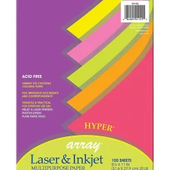 Best Hyper Computer Paper, 8.5" x 11", 5 Assorted Colors, 100 Sheets/Pack, 3 Packs (PAC101155-3) Classroom Paper