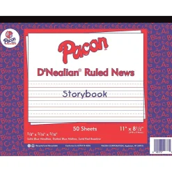 New Storybook Paper for D'Nealian Programs 8-1/2" x 11", 1/2" Long Way Ruled, White, 500 Sheets/Pack (PAC2693) Classroom Paper