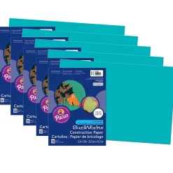Discount SunWorks 12" x 18" Construction Paper, Turquoise, 50 Sheets/Pack, 5 Packs (PAC7707-5) Construction Paper