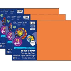 Discount Tru-Ray 12" x 18" Construction Paper, Electric Orange, 50 Sheets/Pack, 3 Packs/Bundle (PAC103405-3) Construction Paper