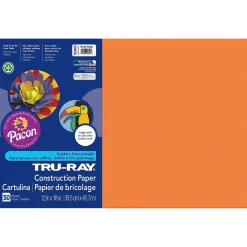Discount Tru-Ray 12" x 18" Construction Paper, Electric Orange, 50 Sheets/Pack, 3 Packs/Bundle (PAC103405-3) Construction Paper