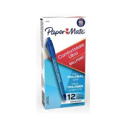 Paper Mate ComfortMate Ultra Retractable Ballpoint Pen, Medium Point, Blue Ink, Dozen (6310187) Outlet