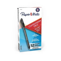 Paper Mate ComfortMate Ultra Ballpoint Pen, Medium Point, Black Ink, Dozen (6130187)