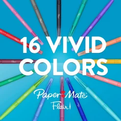 Paper Mate Flair! DUAL Calligraphy Pens, Brush/Medium Tips, Assorted Colors, 16/Pack (2181607) Best