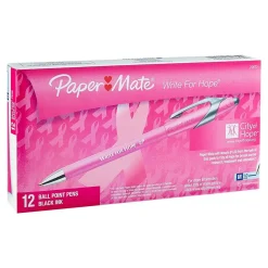 Paper Mate FlexGrip Elite Write for Hope Retractable Ballpoint Pen, Medium Point, Black Ink, Dozen (70672) Clearance