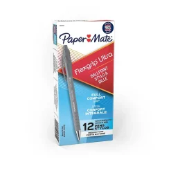 Paper Mate FlexGrip Ultra Retractable Ballpoint Pen, Medium Point, Black Ink, 12/Pack (9530131) Hot