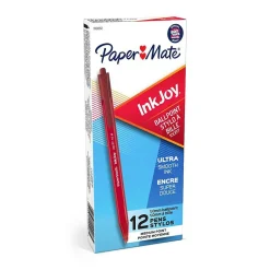 Paper Mate InkJoy 100 Retractable Ballpoint Pen, Medium Point, Red Ink, 12/Pack (1951252) Hot