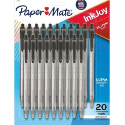 Paper Mate InkJoy 100 RT Retractable Ballpoint Pen, Medium Point, Black Ink, 20/Pack (1951395) Discount