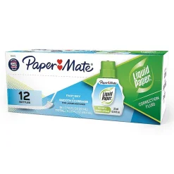 Paper Mate Liquid Paper Correction Fluid, 22ml., White, 12/Pack (56401) New