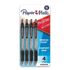 Paper Mate Profile Ballpoint Pen, Medium Point, Black Ink, 4 Pack (2113558) Sale