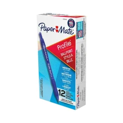 Paper Mate Profile Retractable Ballpoint Pen, Medium Point, Blue Ink, Dozen (2095462) New