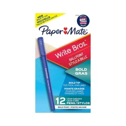 Paper Mate Write Bros. Ballpoint Pen, Bold Point, Blue Ink, Dozen (2124513) Outlet