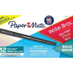 Paper Mate Write Bros. Ballpoint Pen, Bold Point, Black Ink, Dozen (2124520) Best
